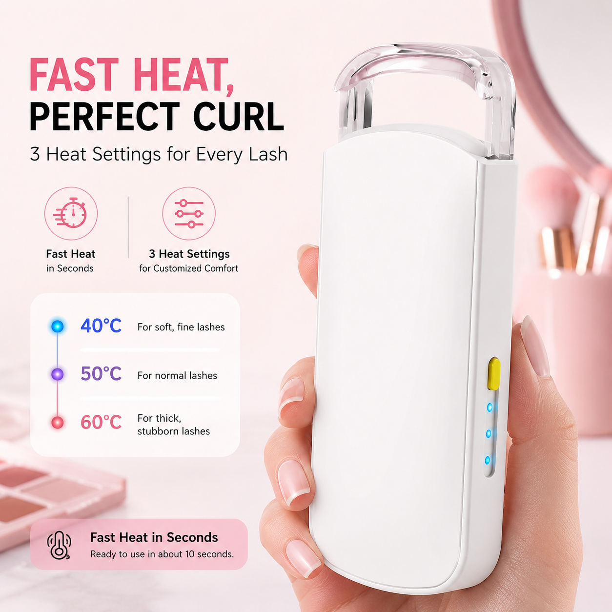 🔥 49% OFF | Heated Lash Curler – Long-Lasting Curl