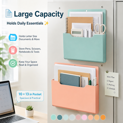 🔥Magnetic File Holder Paper Holder Pocket Organizer Hanging 10 X 13 Inch