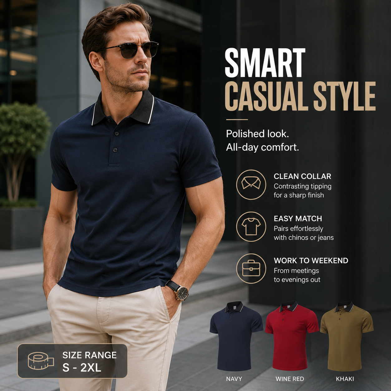 👕 Men's Stylish Polo Shirt | 49% OFF Today!