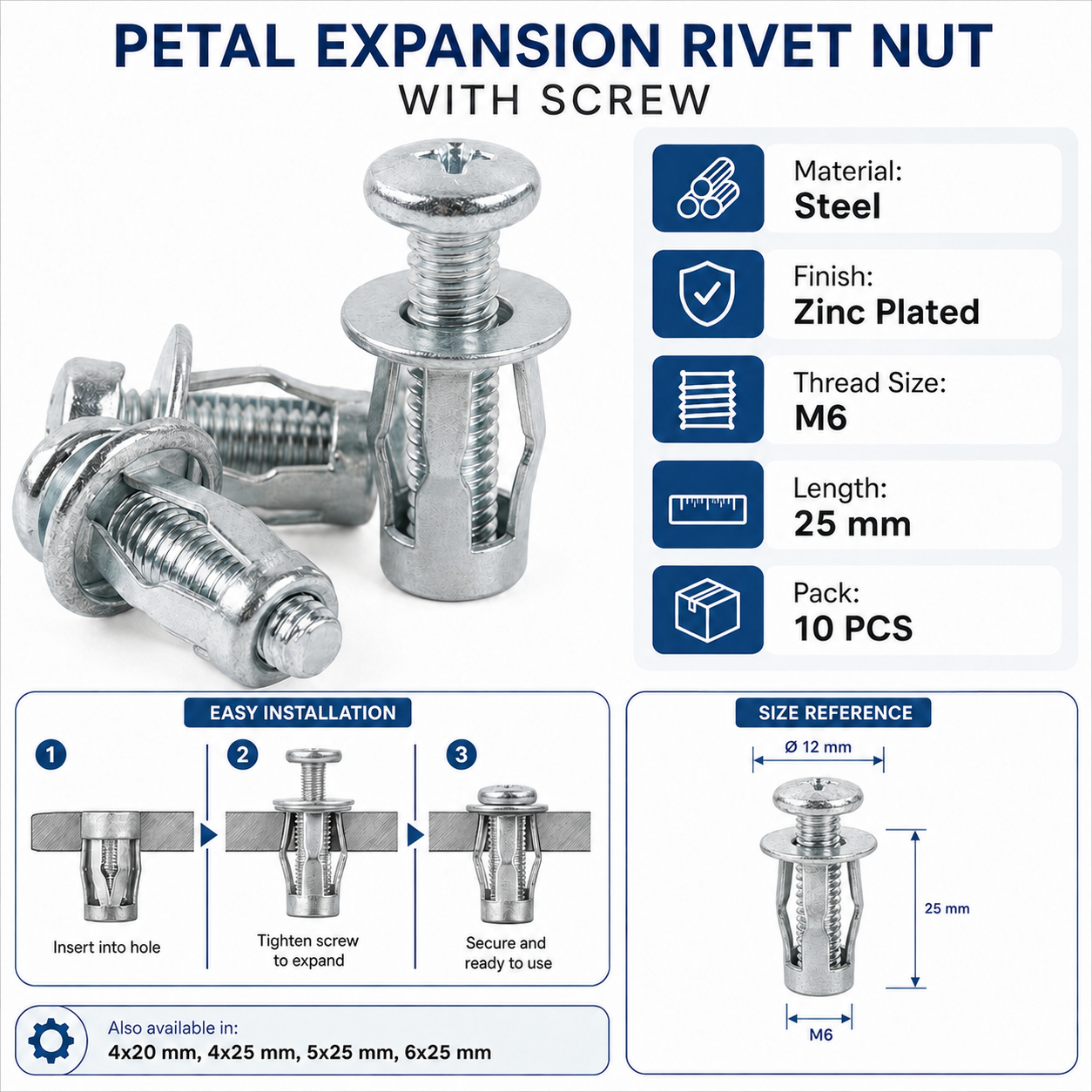 🛠️ 10 PCS Petal Rivet Nut Locking Kit | 49% OFF Today!