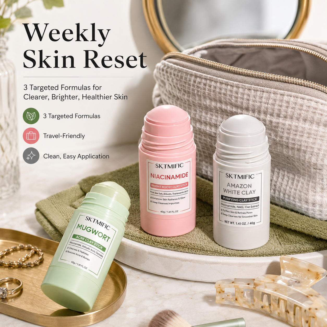 🌿Clay Mask Stick Series—3 Clay Mask Sticks Targeting Various Skin Concerns