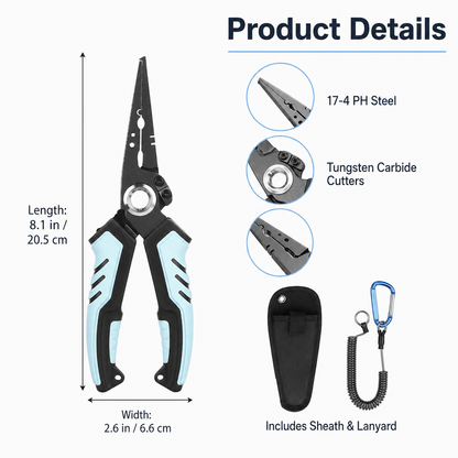 🔥Hot Sale 49% OFF | 7.5 Inch Rust Saltwater Fishing Pliers with Split Ring