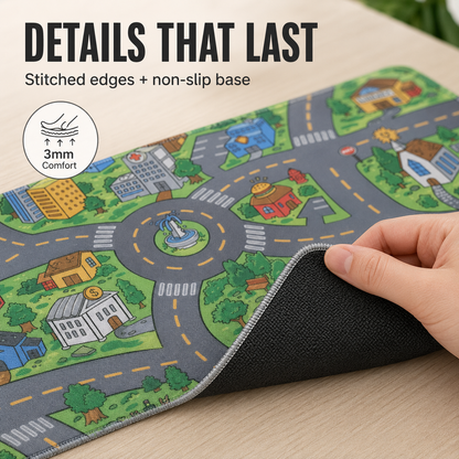 🔥Cartoon City Street Large Mouse Pad - Ultra-Smooth Desk Mat with Stitched Edges