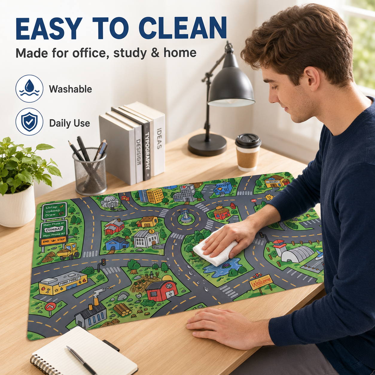 🔥Cartoon City Street Large Mouse Pad - Ultra-Smooth Desk Mat with Stitched Edges