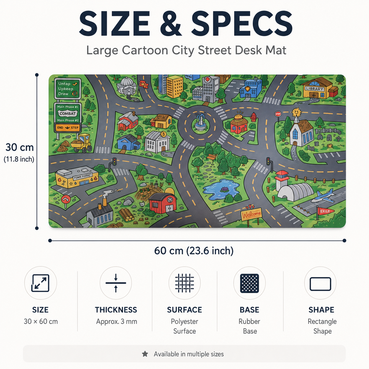 🔥Cartoon City Street Large Mouse Pad - Ultra-Smooth Desk Mat with Stitched Edges