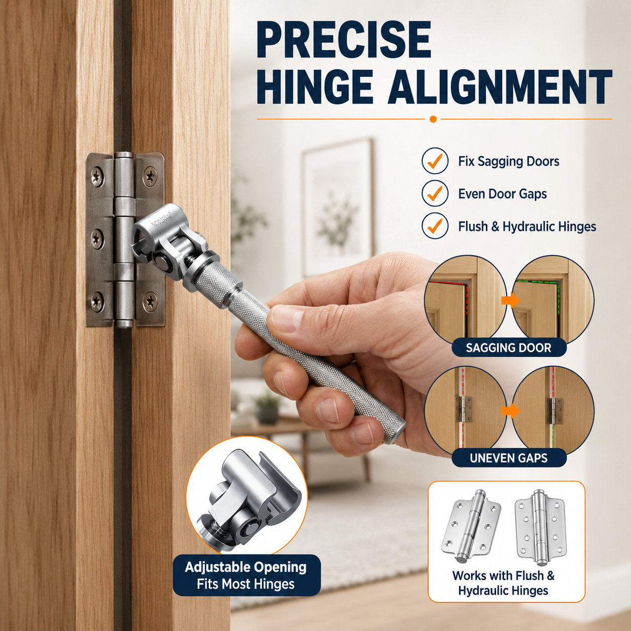 Adjustable door gap screw lever