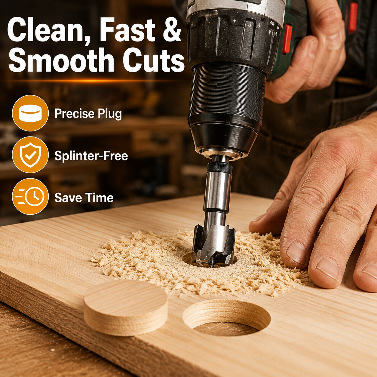 🔥8Pcs Wood Plug Cutter Drill Bit Set | Straight & Tapered Wood Hole Plug Making Bits