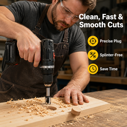🔥8Pcs Wood Plug Cutter Drill Bit Set | Straight & Tapered Wood Hole Plug Making Bits