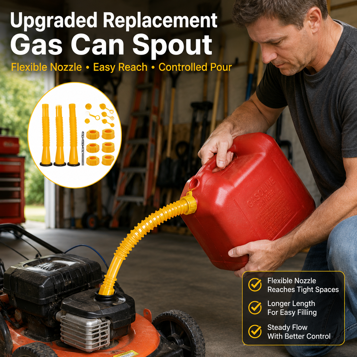 ⛽ Upgraded Gas Can Spout Replacement Kit | Stop Leaks & Pour Easier