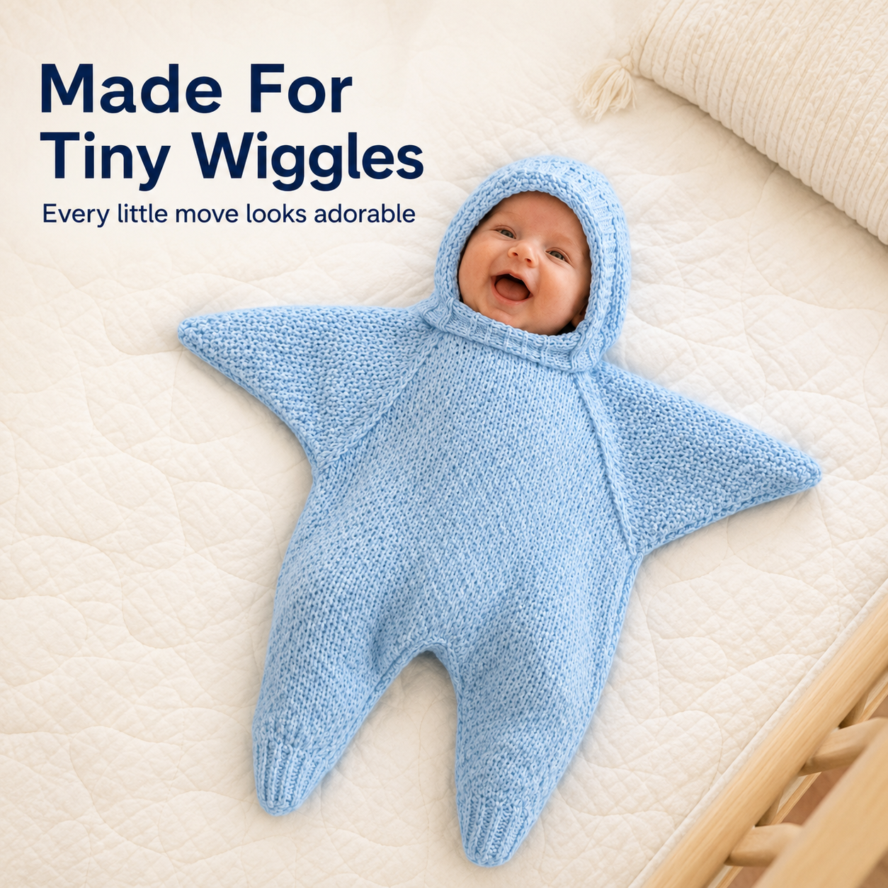 ⭐ Baby Starfish Knitted Romper – Adorable Hooded Photo Outfit