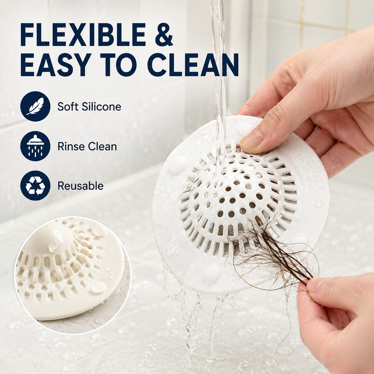 💦Shower Drain Hair Catcher — Prevents Clogs and Reduces Bathtub Odors