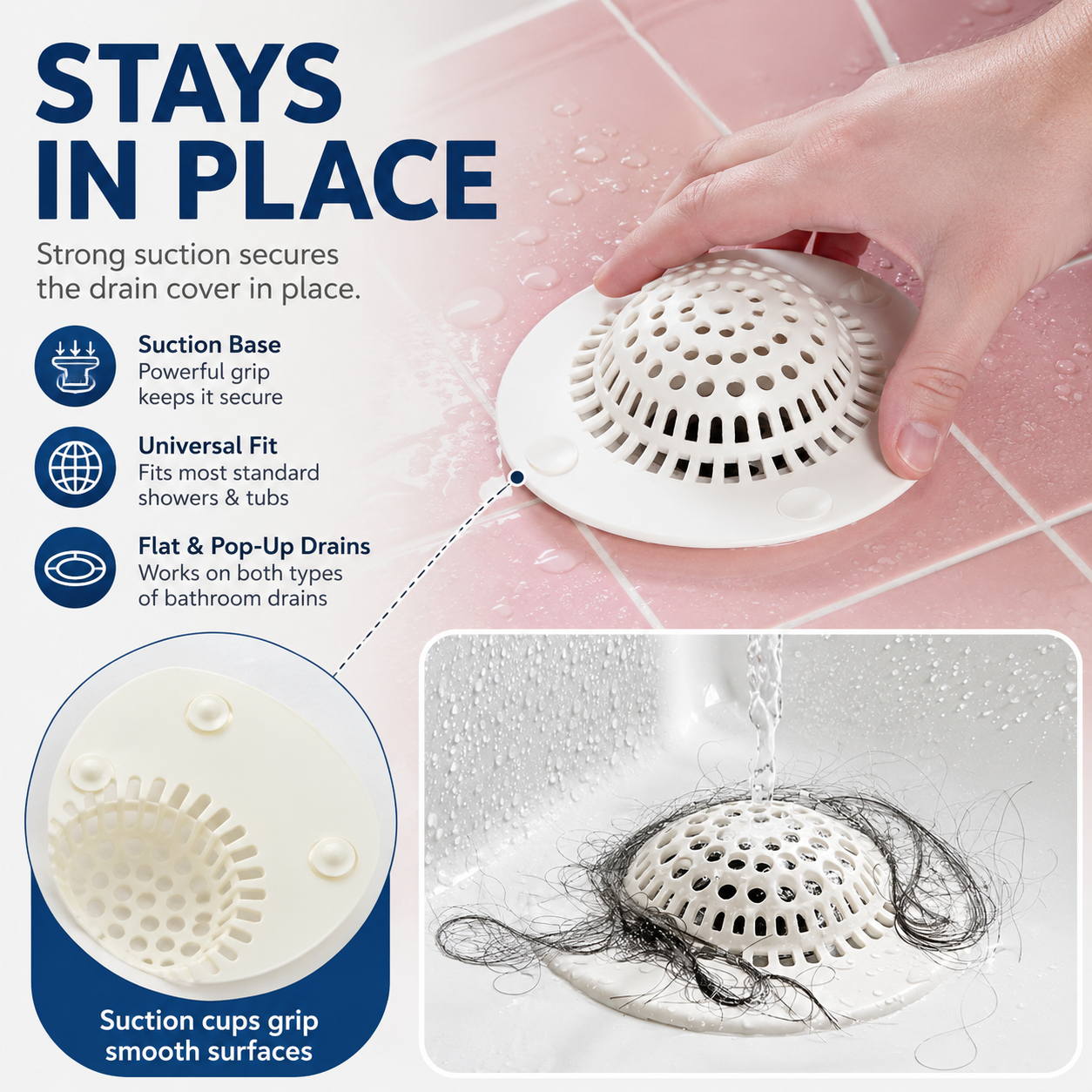💦Shower Drain Hair Catcher — Prevents Clogs and Reduces Bathtub Odors