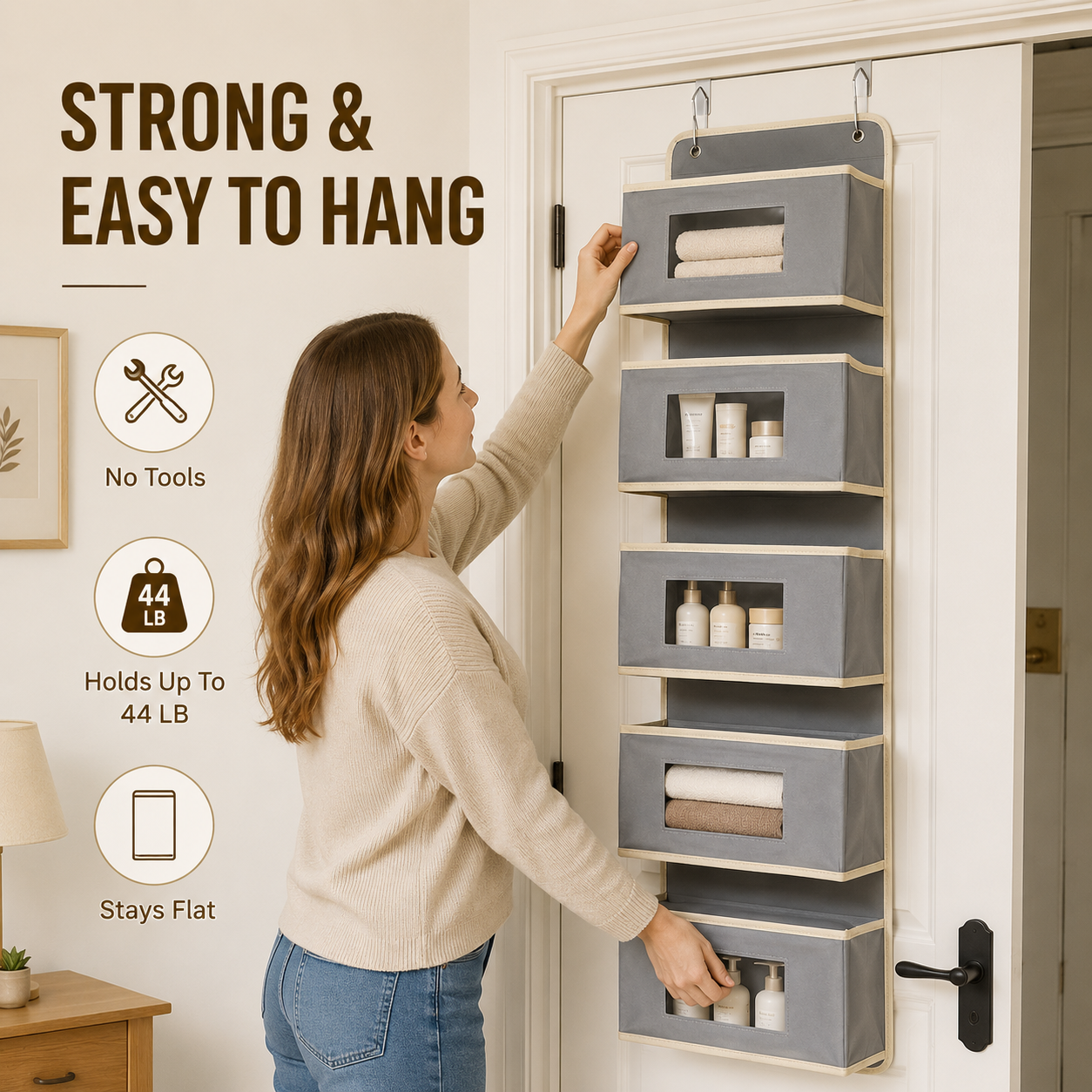 🔥Hot Sale 49% OFF | Over The Door Organizer with 5 Front Pockets