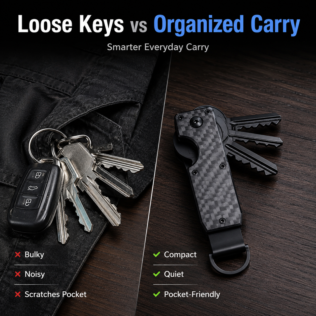 🔥Metallic Key Organizer - Aluminum Carbon Fiber Key Organizer holder🛠️