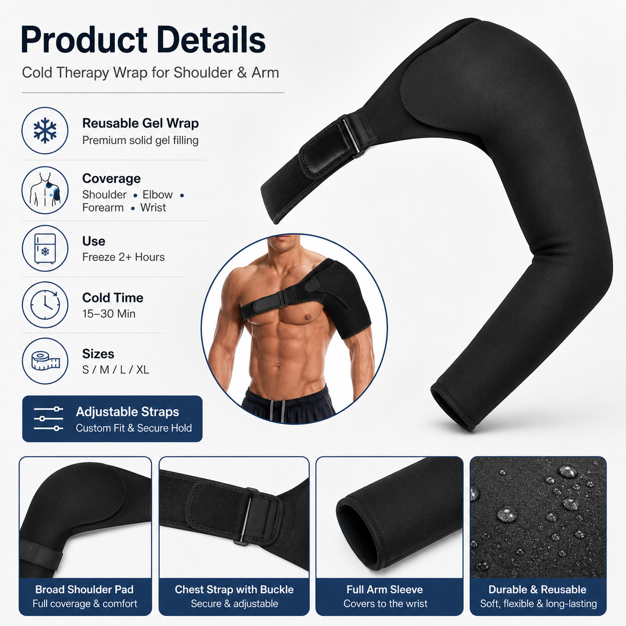 🔥Shoulder Arm Ice Pack Wrap for Pitchers & Volleyball Players-Reusable Ice Pack for Shoulder & Elbow & Arm Cooling