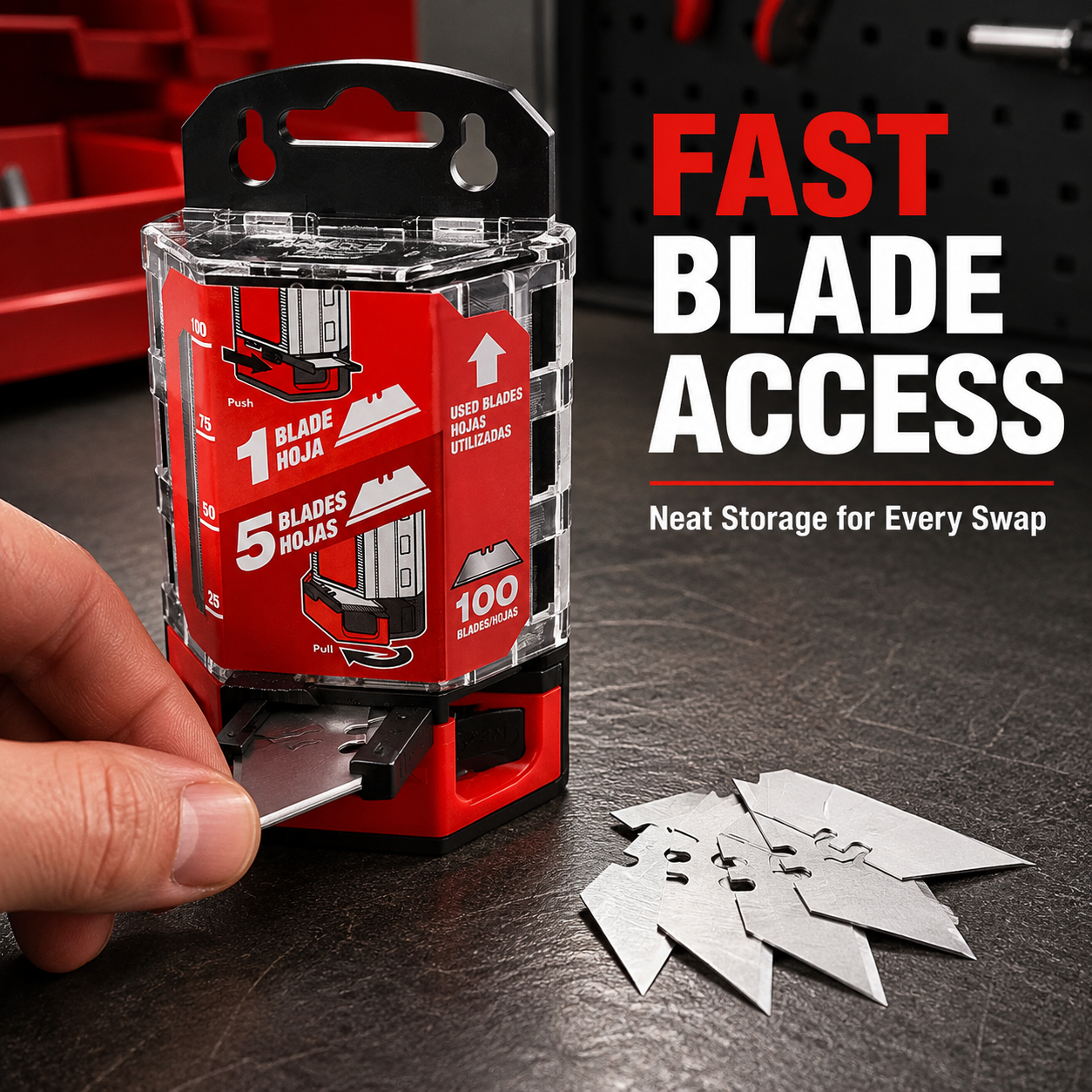 🔥100-Pack Utility Blades Premium Tempered SK2M Steel with Dispenser