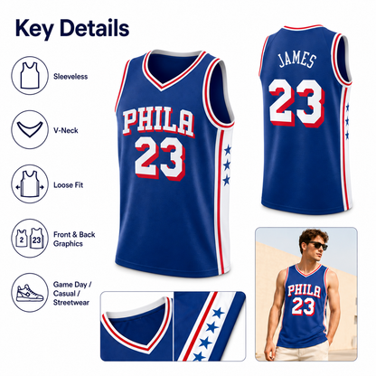 🔥Unisex Basketball #23 James Philadelphia Team Jersey