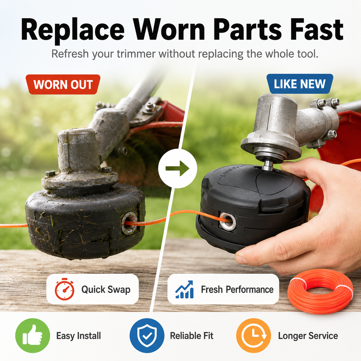 🔥🛠️Power Tool String Trimmer Head Replacements - High-Compatibility Tool Accessories