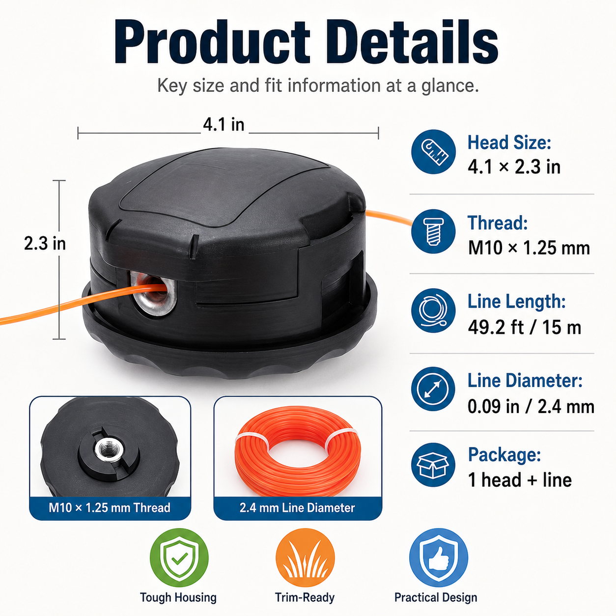 🔥🛠️Power Tool String Trimmer Head Replacements - High-Compatibility Tool Accessories