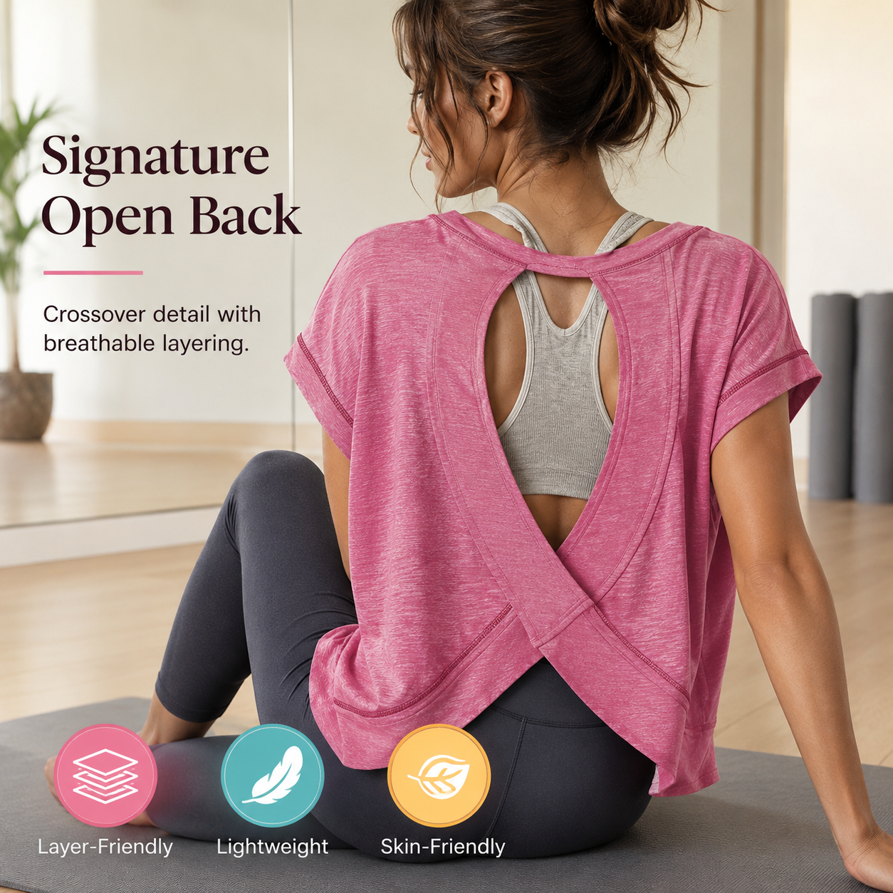 🔥Women’s Open Back Workout Tops Y2K Athletic Gym Slouchy Crop Running Tees