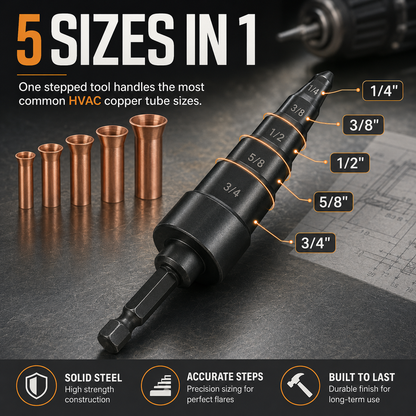 🔥🛠️5 in 1 HVAC Repair Tool, Copper Pipe Expander Drill Bit Kit for Air Conditioner
