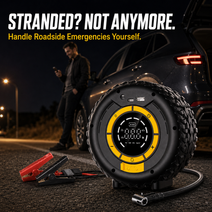 🚗 6-in-1 Portable Car Jump Starter & Tire Inflator – 600A, 8000mAh