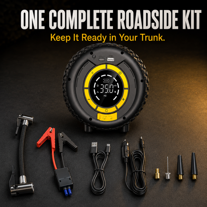 🚗 6-in-1 Portable Car Jump Starter & Tire Inflator – 600A, 8000mAh
