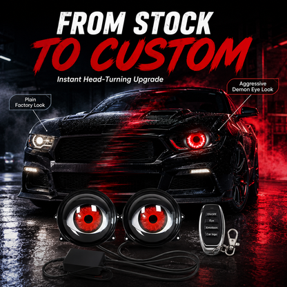 🔥 Dynamic Demon Eye LED Projector Lights – RGB Car Headlight Upgrade for Cars & Motorcycles