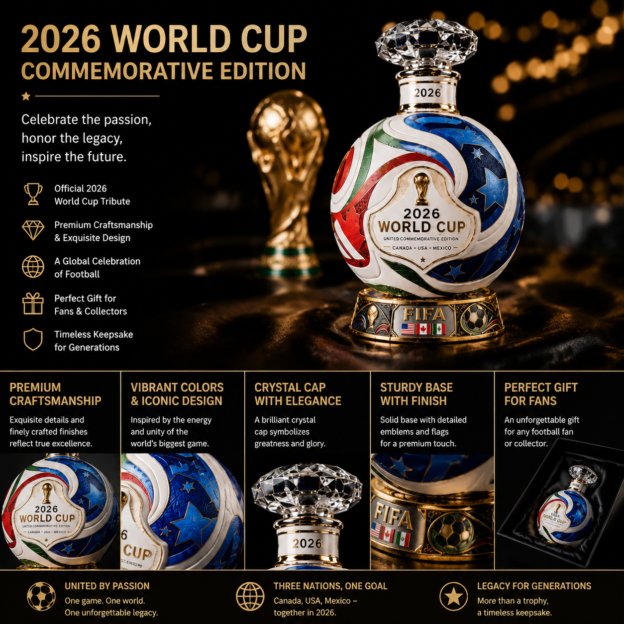 ⚽ Own the Glory: 2026 World Cup Match Ball Decanter – Heritage Edition