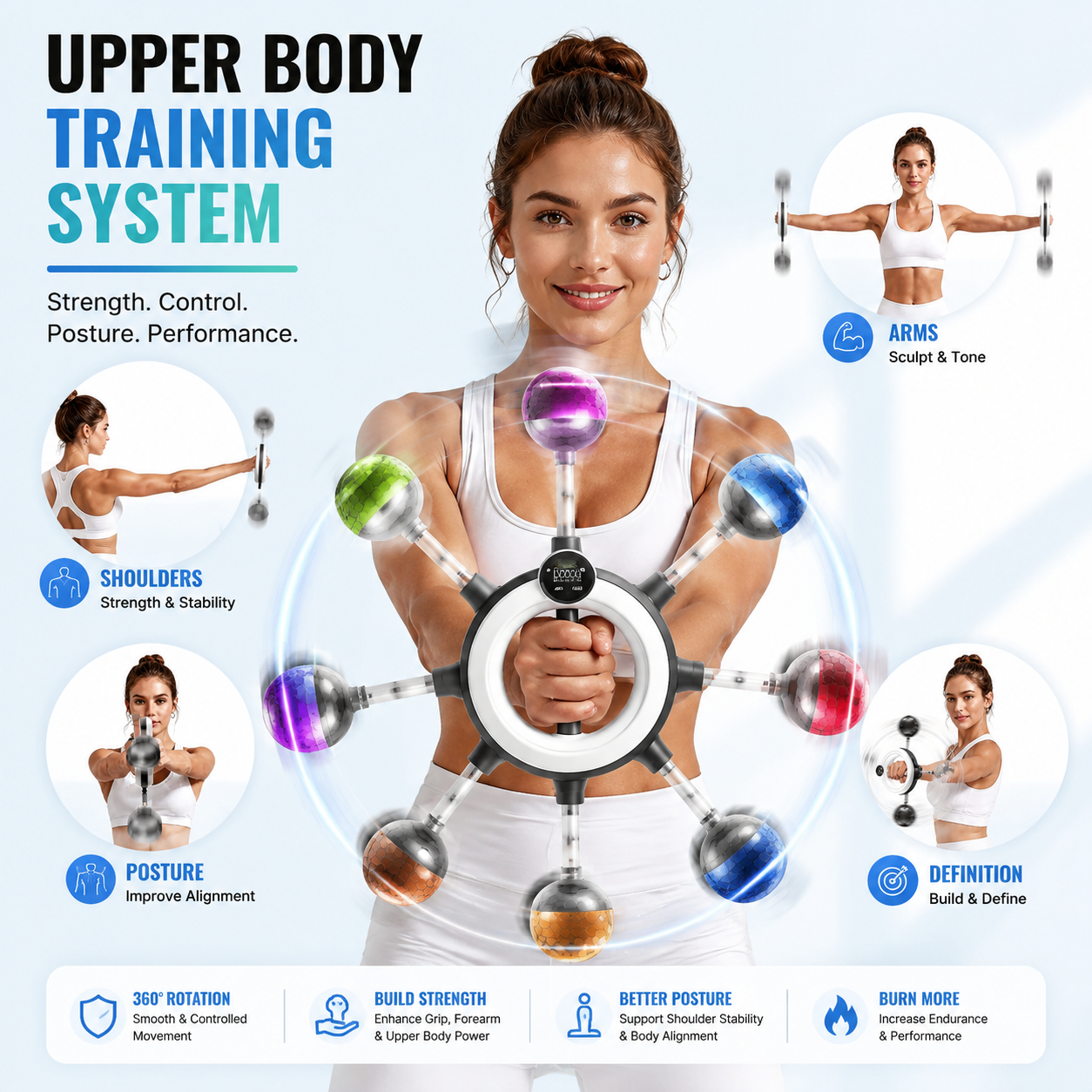 360° Wrist & Forearm Trainer | Upper Body Strength & Home Gym Tool