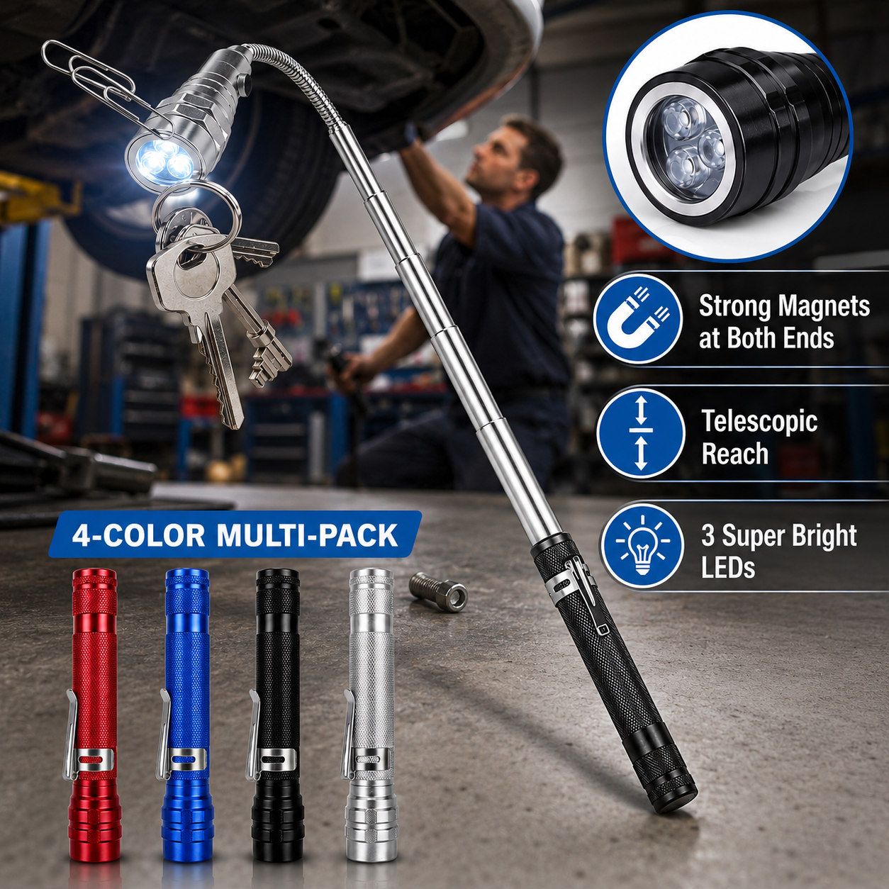 🎁🔥 Hot Sale | Telescoping Magnetic Pickup Tool with LED Flashlight