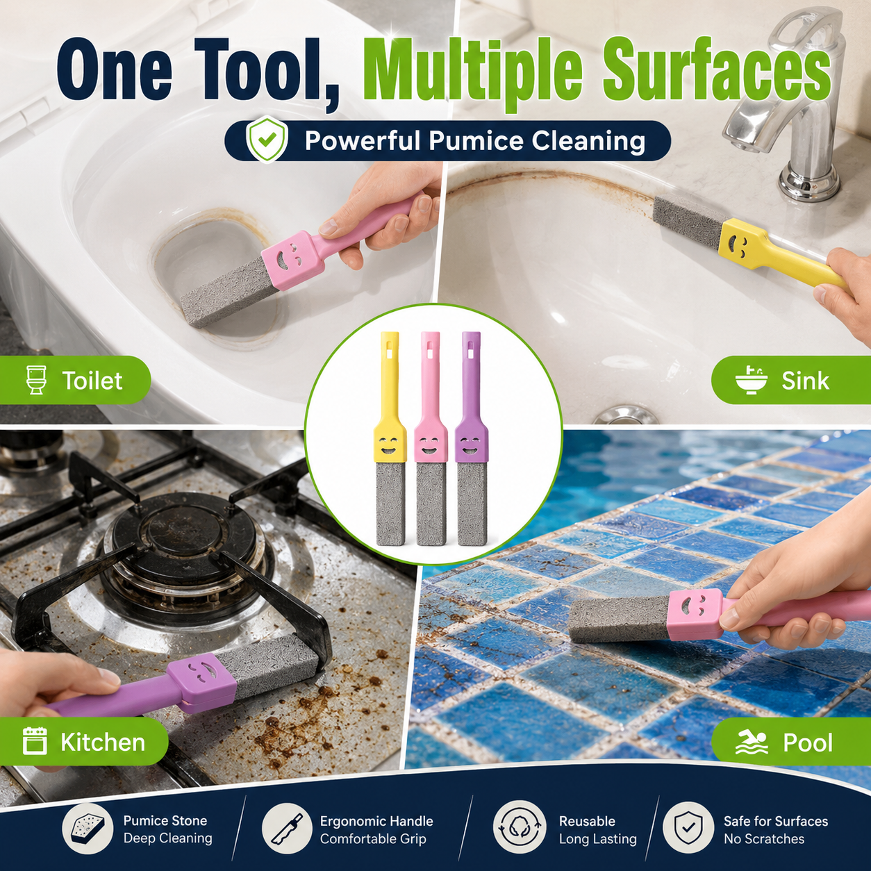 🔥 Hot Sale | 12 Pcs Toilet Pumice Stone Pumice Stone for Cleaning with 3 Handle