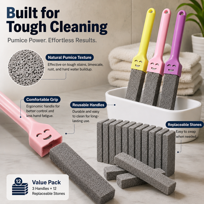 🔥 Hot Sale | 12 Pcs Toilet Pumice Stone Pumice Stone for Cleaning with 3 Handle