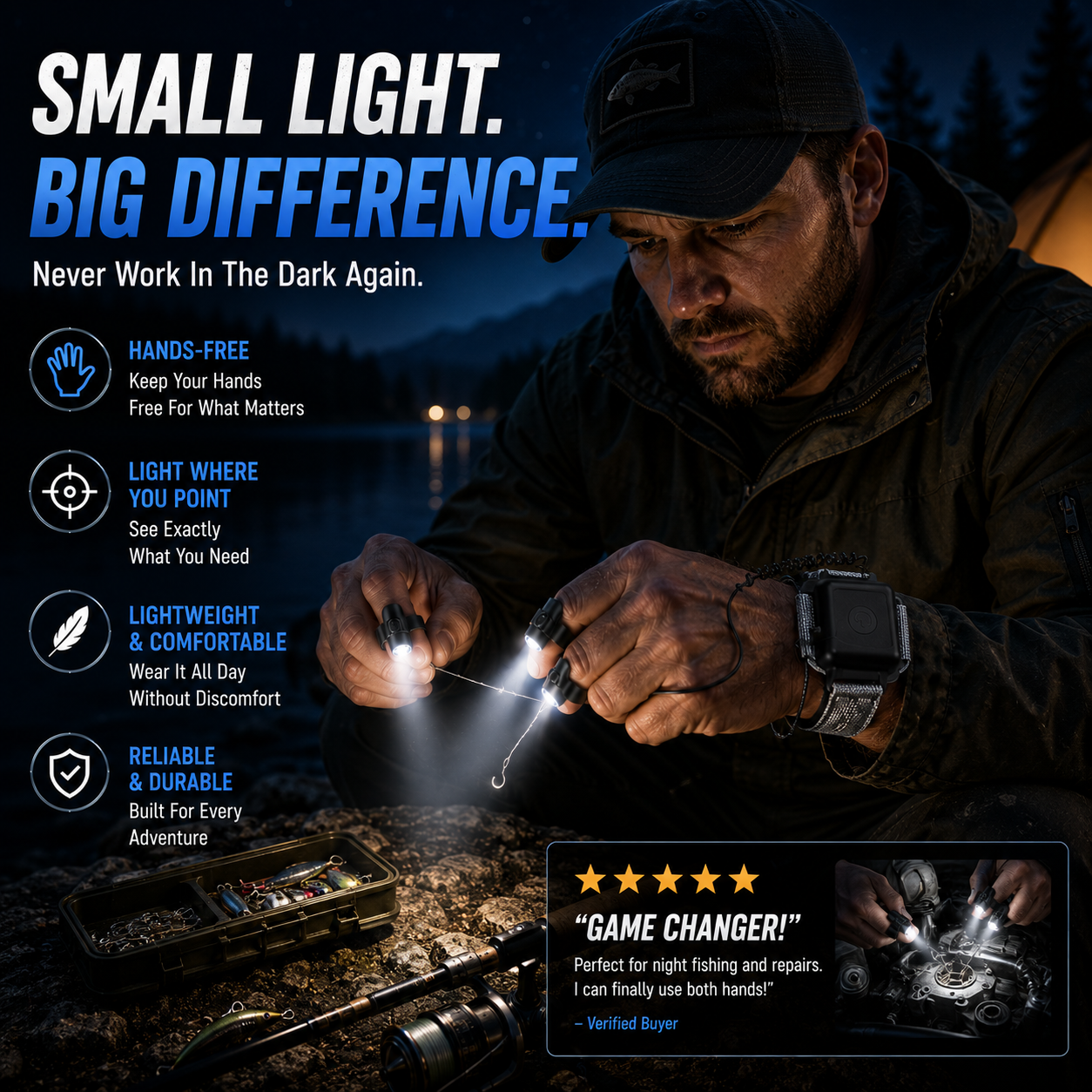 🔥 LAST DAY 50% OFF  🔦 Hands-Free LED Finger Flashlight  Light Where You Point. Free Your Hands.