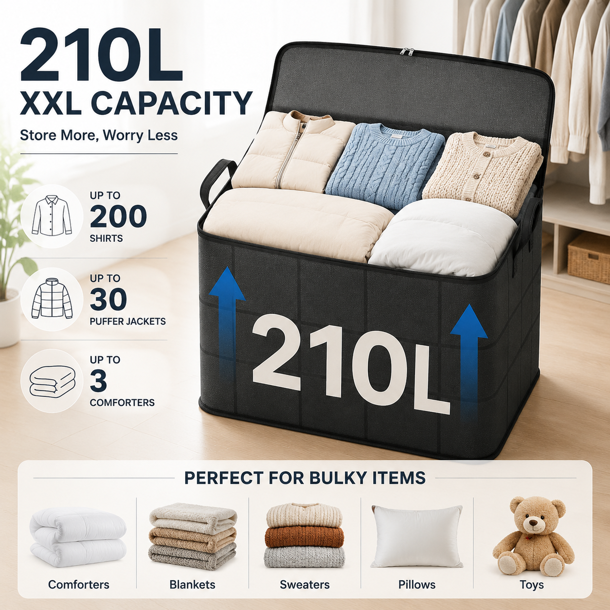 👑Home Trend｜Daily 1000+ Sold｜XXL 210L Large Storage Bag