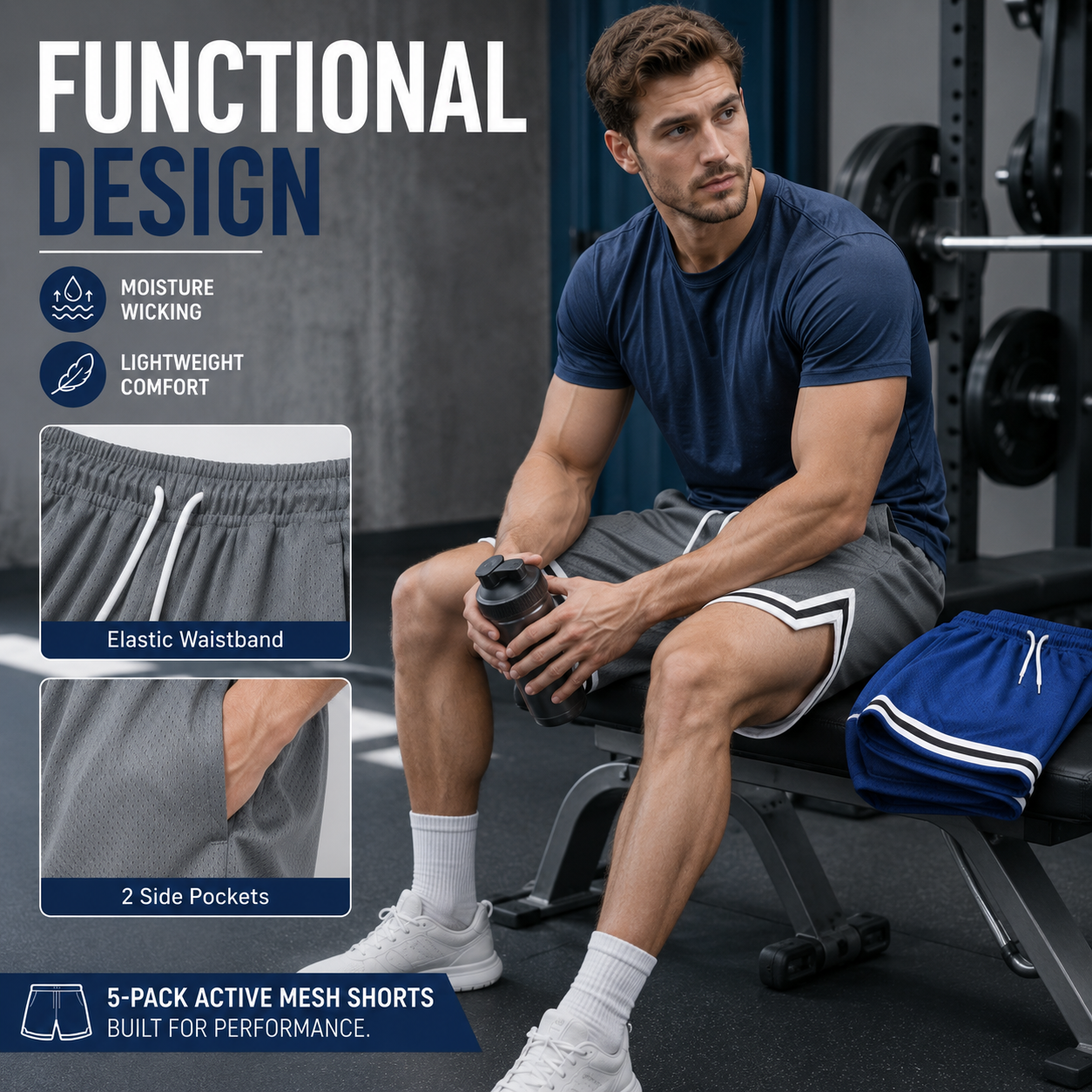 🔥 Hot Sale | Men's Premium Athletic Mesh Shorts (5-Pack)