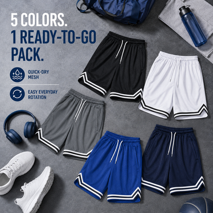 🔥 Hot Sale | Men's Premium Athletic Mesh Shorts (5-Pack)