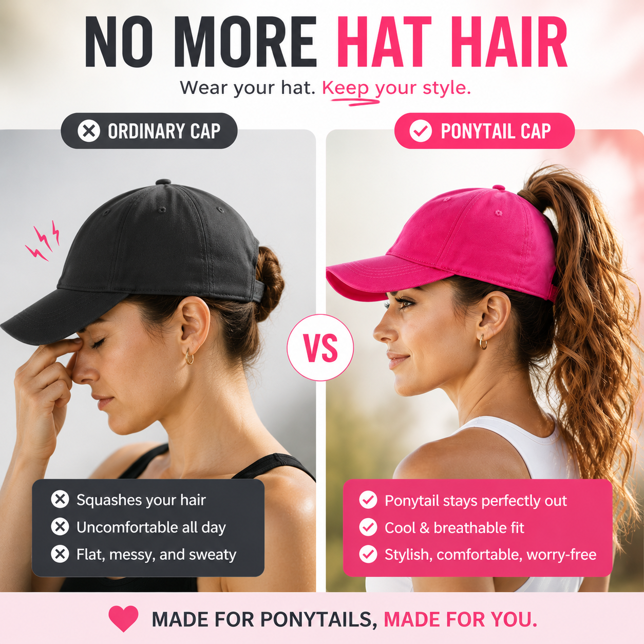 🎁LAST DAY 50% OFF | Ponytail Baseball Cap – Made For Ponytails, Built For Everyday Comfort