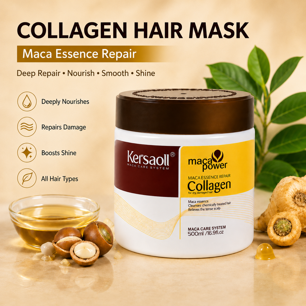 ✨ Bestseller Collagen Hair Mask 500ml – Deep Repair with Argan Oil 💖