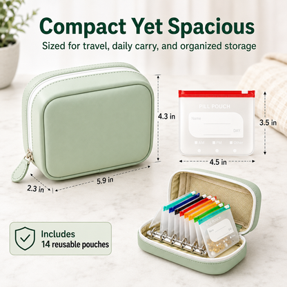 💊 Waterproof Pill Pouch Set – 14pcs A8 Bags, 7–14 Day Med Organizer with Color Labels