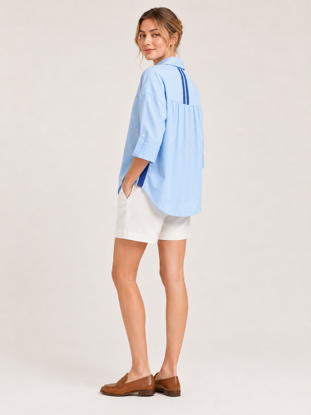 🔥Summer Sale | Women’s Oversized V-Neck Blouse – Loose Fit Half Sleeve Top