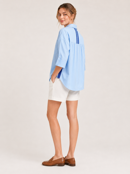 🔥Summer Sale | Women’s Oversized V-Neck Blouse – Loose Fit Half Sleeve Top