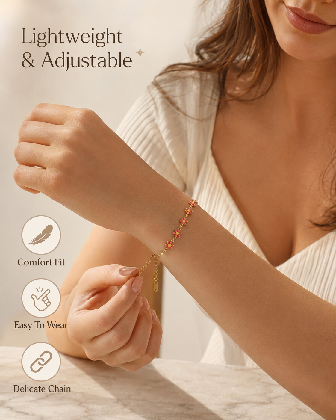 🔥Hot Sale | Cherry Heart Bracelet – Gold-Tone Versatile Fashion Jewelry