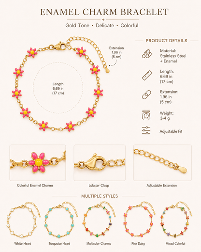 🔥Hot Sale | Cherry Heart Bracelet – Gold-Tone Versatile Fashion Jewelry