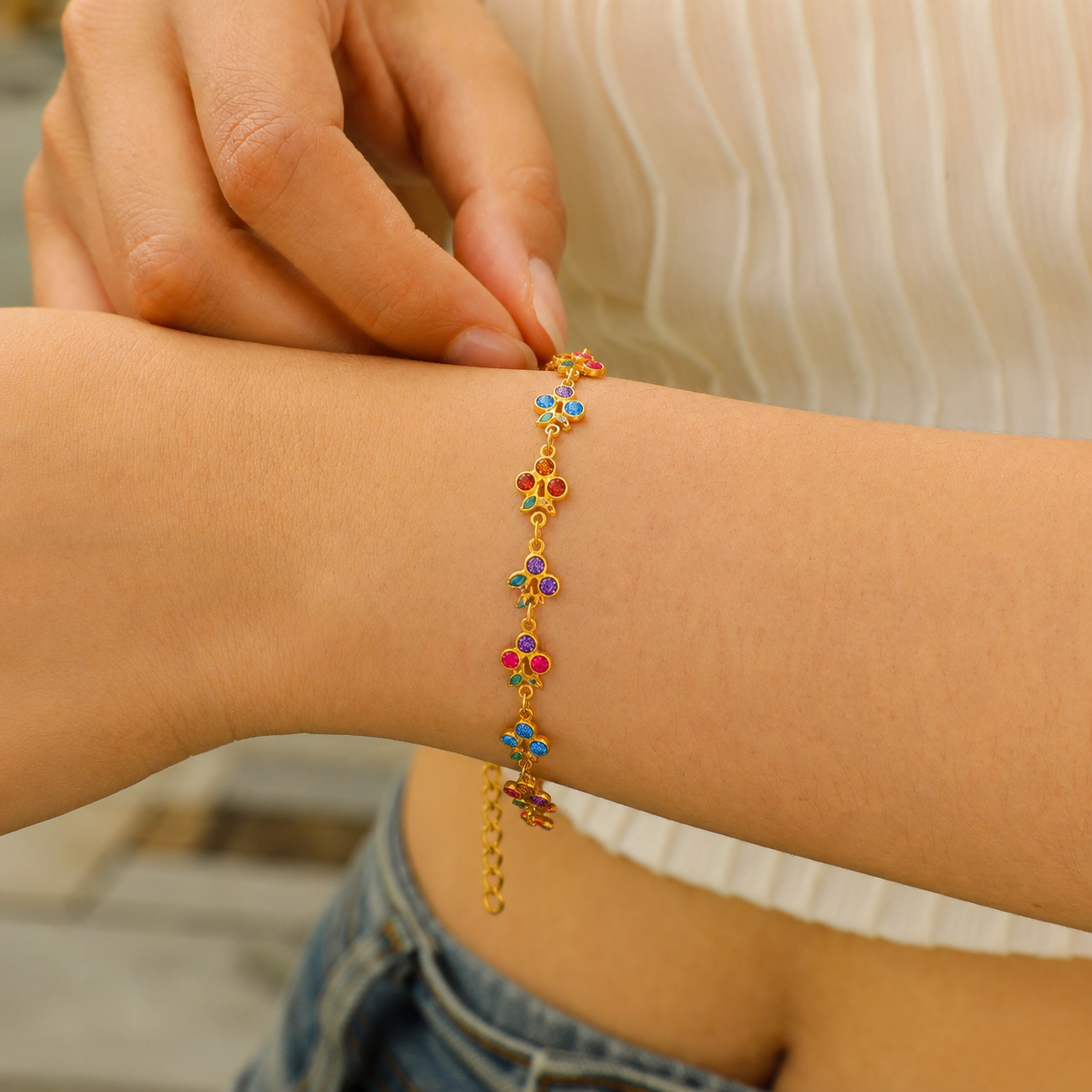 🔥Hot Sale | Cherry Heart Bracelet – Gold-Tone Versatile Fashion Jewelry