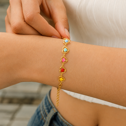 🔥Hot Sale | Cherry Heart Bracelet – Gold-Tone Versatile Fashion Jewelry