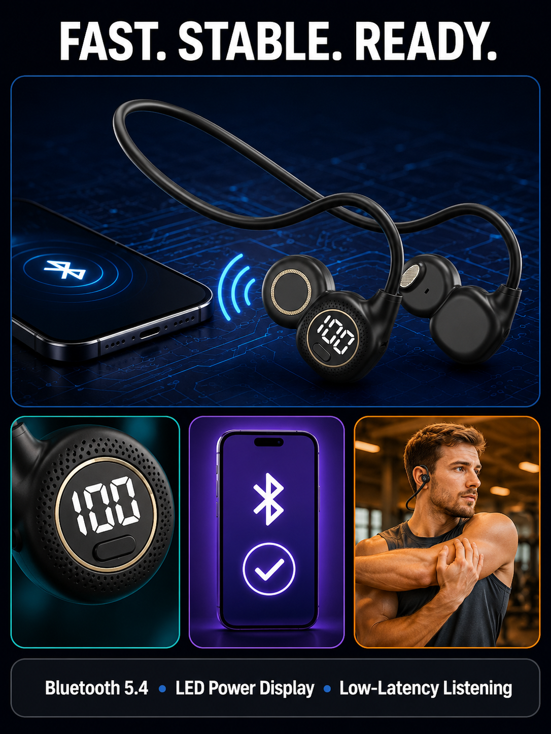 🔥 Hot Deal Open-Ear Neckband Bluetooth 6.0 Headphones – HiFi Stereo, ENC Calls & Sweatproof