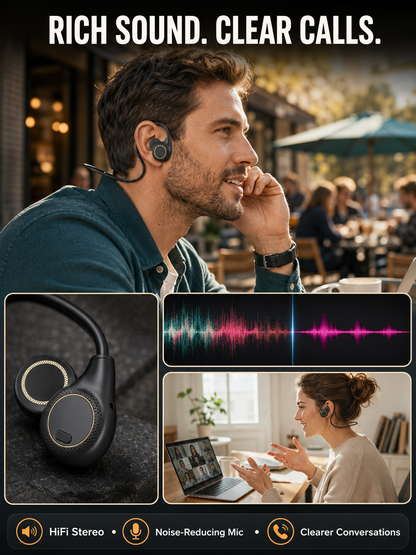 🔥 Hot Deal Open-Ear Neckband Bluetooth 6.0 Headphones – HiFi Stereo, ENC Calls & Sweatproof