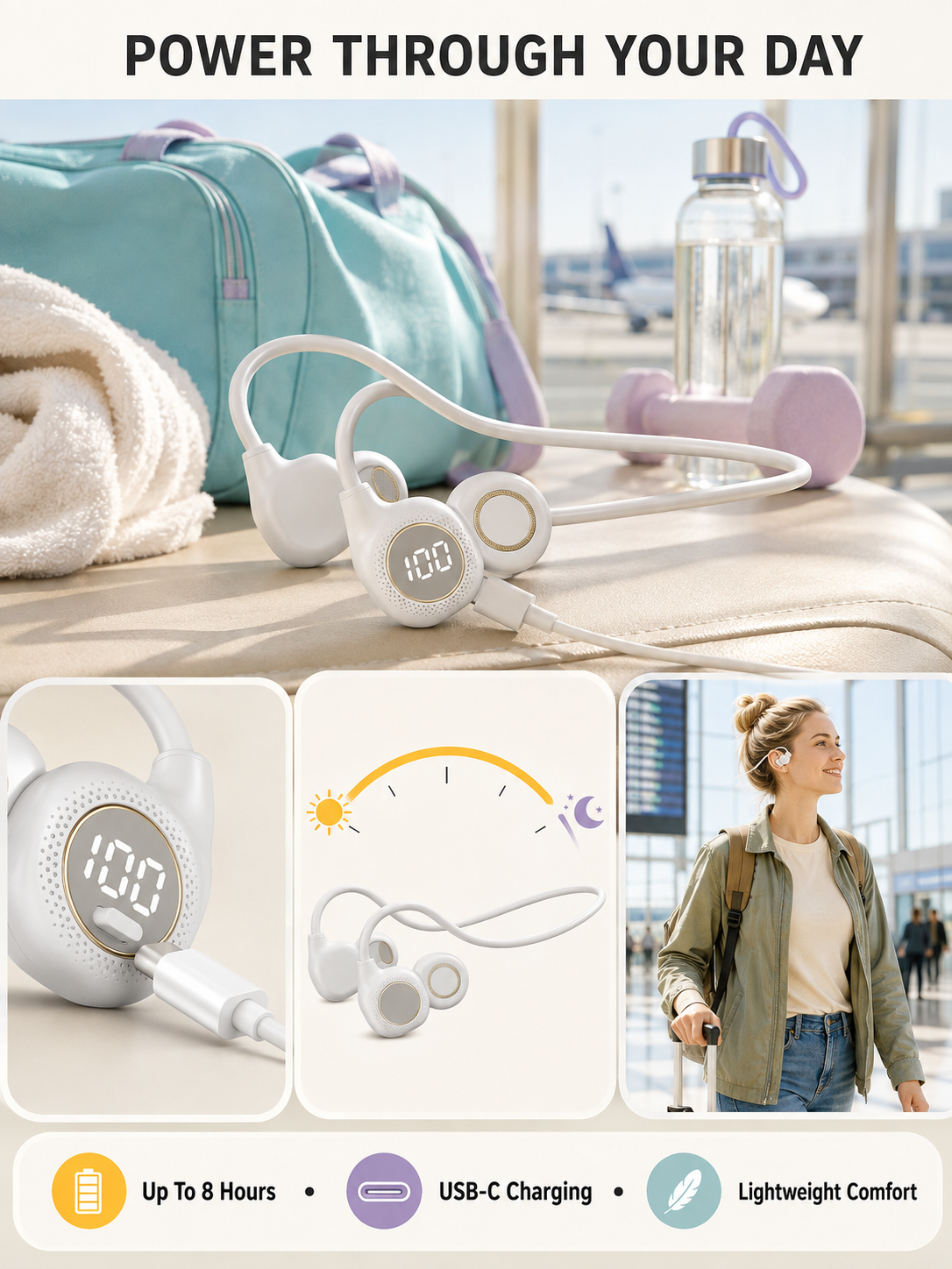 🔥 Hot Deal Open-Ear Neckband Bluetooth 6.0 Headphones – HiFi Stereo, ENC Calls & Sweatproof