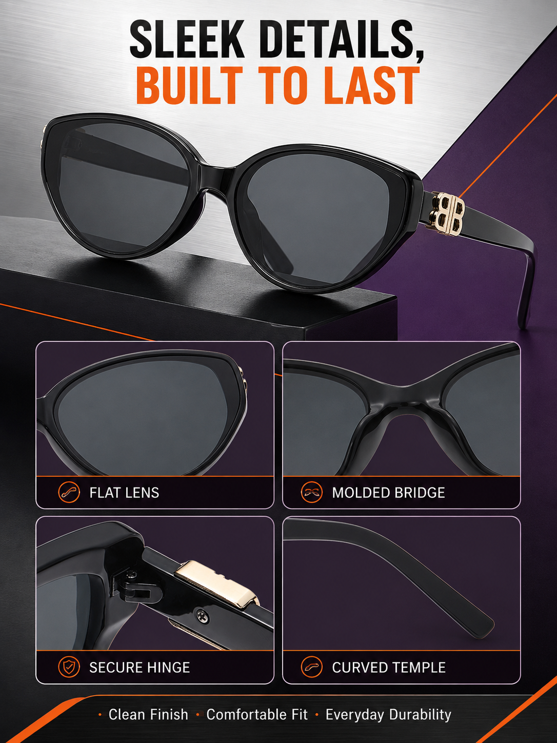 🔥 Summer Style Deal Modern Flat-Lens Cat-Eye Sunglasses